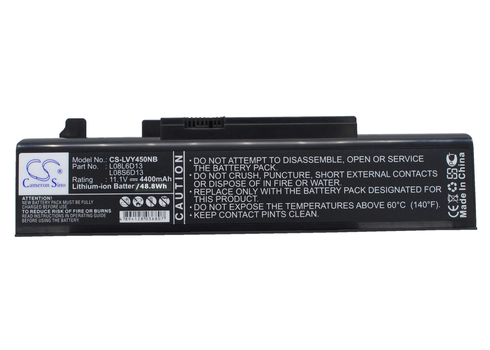 11.1V, 4400mAh, Li-ion Battery fits Lenovo, Ideapad Y450, Ideapad Y450 20020, 48.84Wh