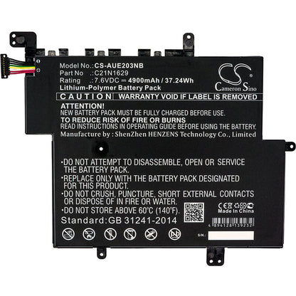 7.6V, 4900mAh, Li-Polymer Battery fits Asus, E203, E203ma, 37.24Wh