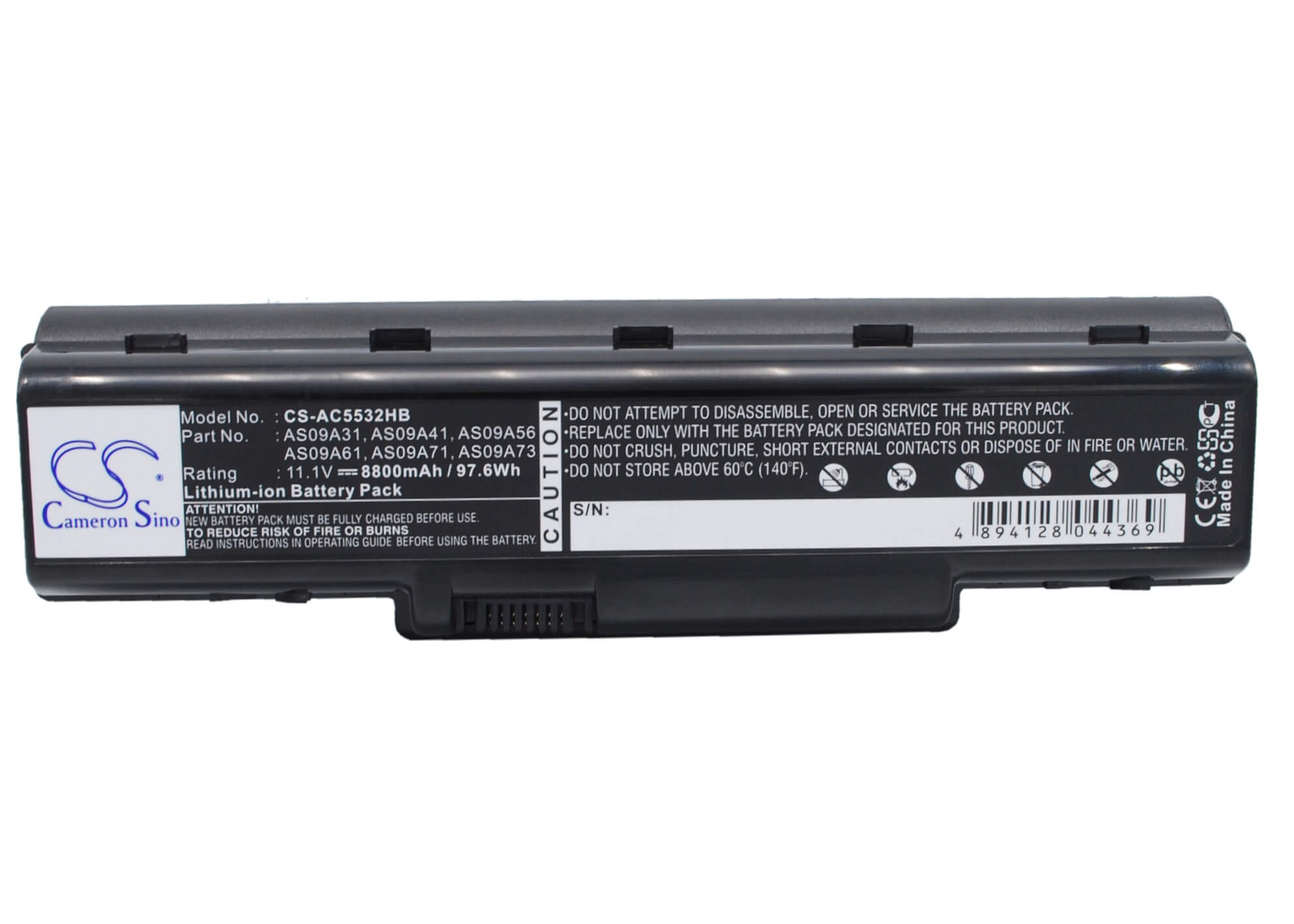 11.1V, 8800mAh, Li-ion Battery fits Acer, Aspire As5517-5661, Aspire 4732, 97.68Wh
