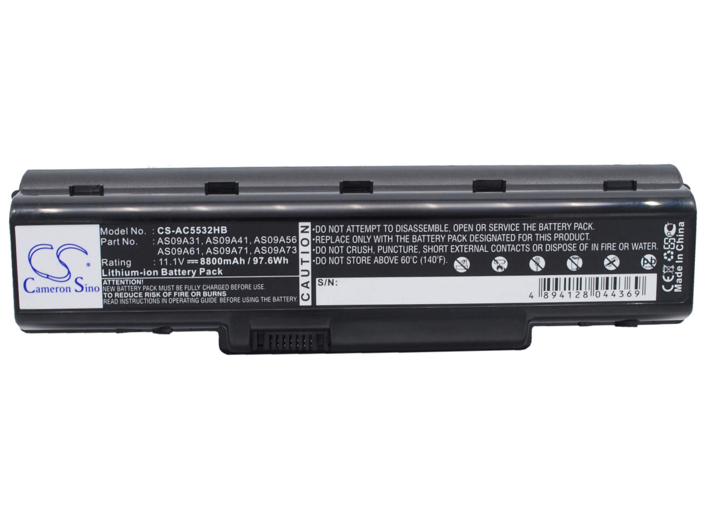 11.1V, 8800mAh, Li-ion Battery fits Gateway, Nv52, Nv5207u, 97.68Wh
