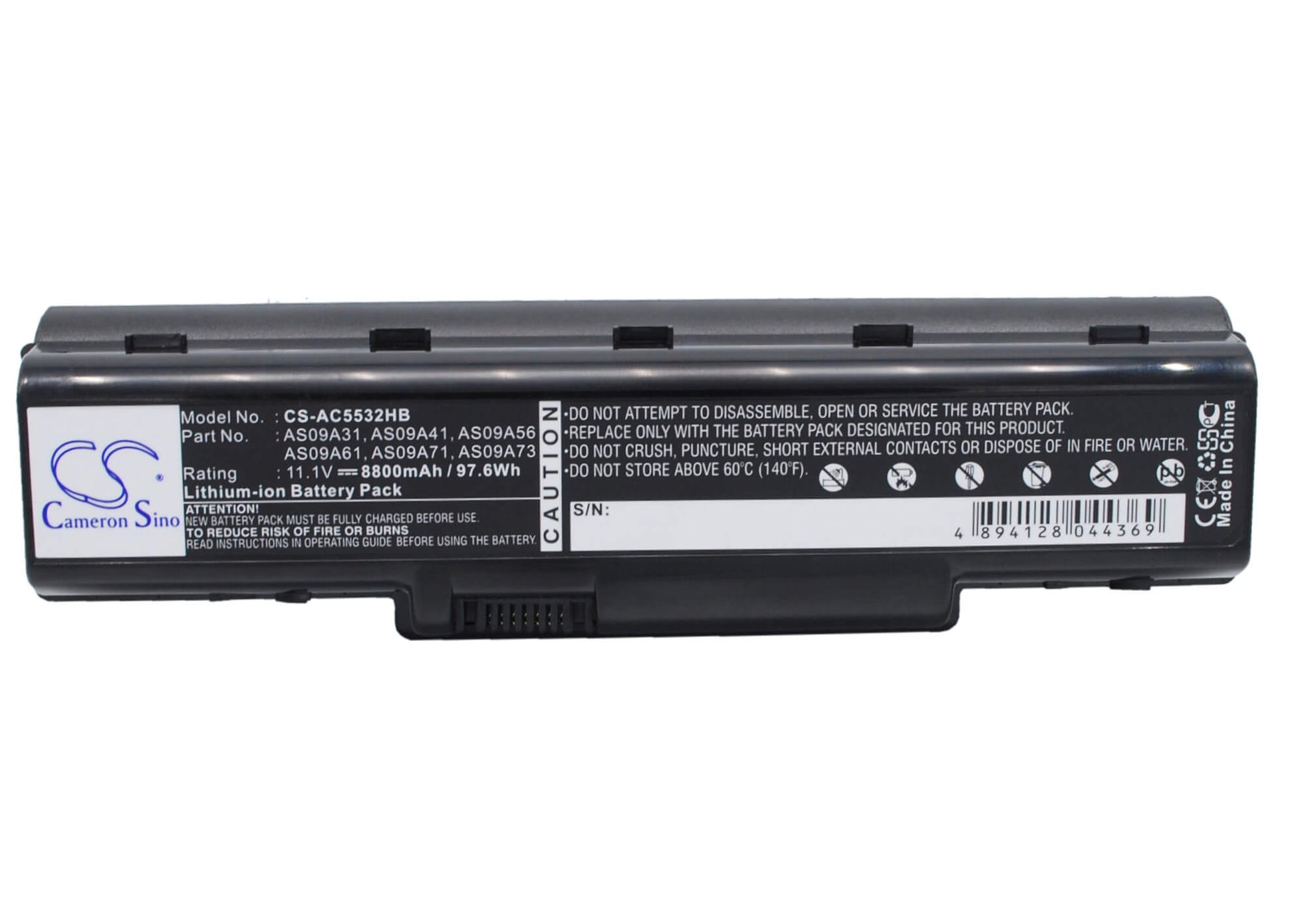 11.1V, 8800mAh, Li-ion Battery fits Gateway, Nv52, Nv5207u, 97.68Wh