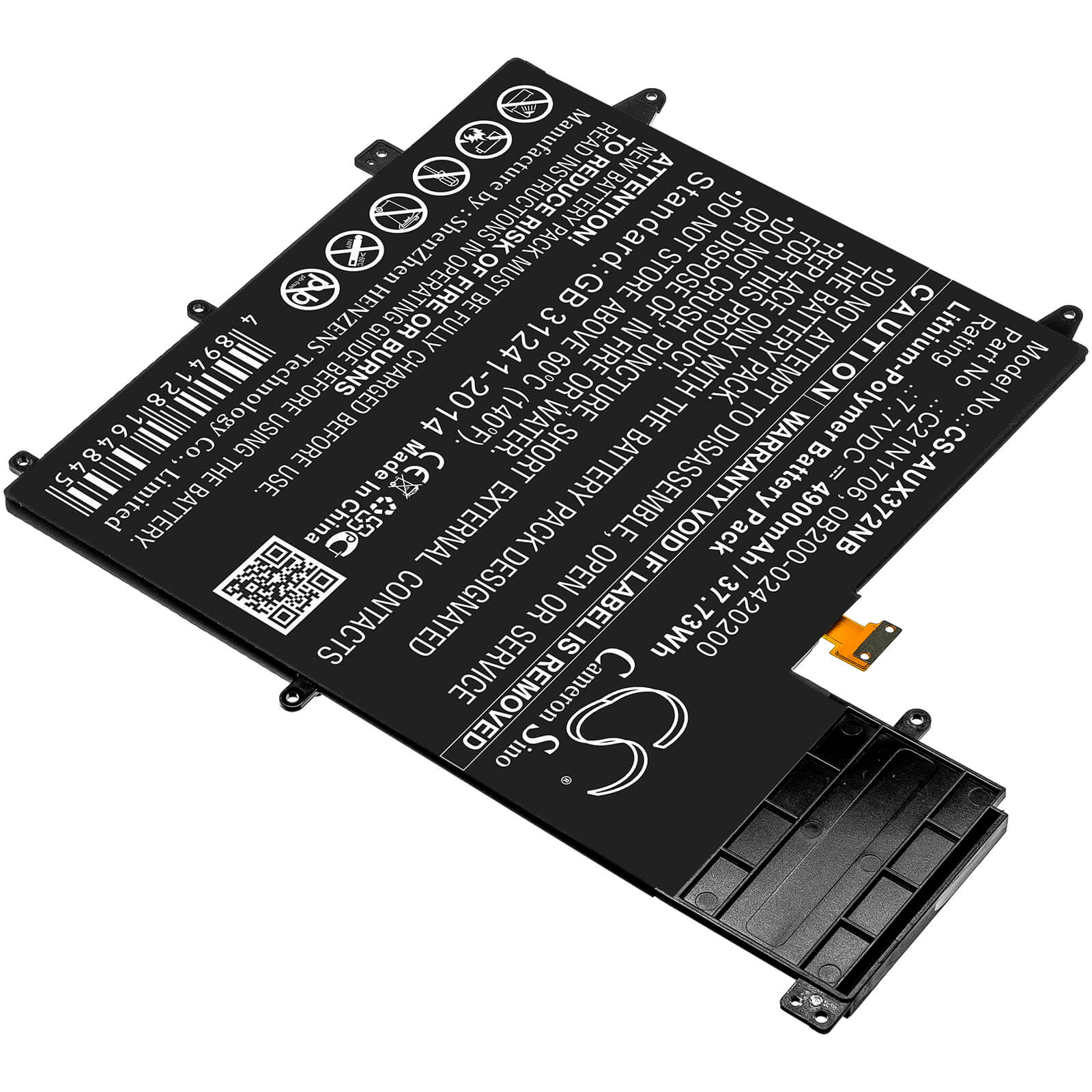 7.7V, 4900mAh, Li-Polymer Battery fits Asus, Ux370f, Ux370ua-0061a7500u, 37.73Wh