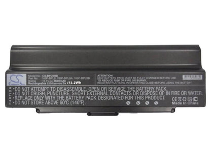 Black, 11.1V, 6600mAh, Li-ion Battery fits Sony, Aio Vgn-ar760, Vaio Pcg-5g1l, 73.26Wh