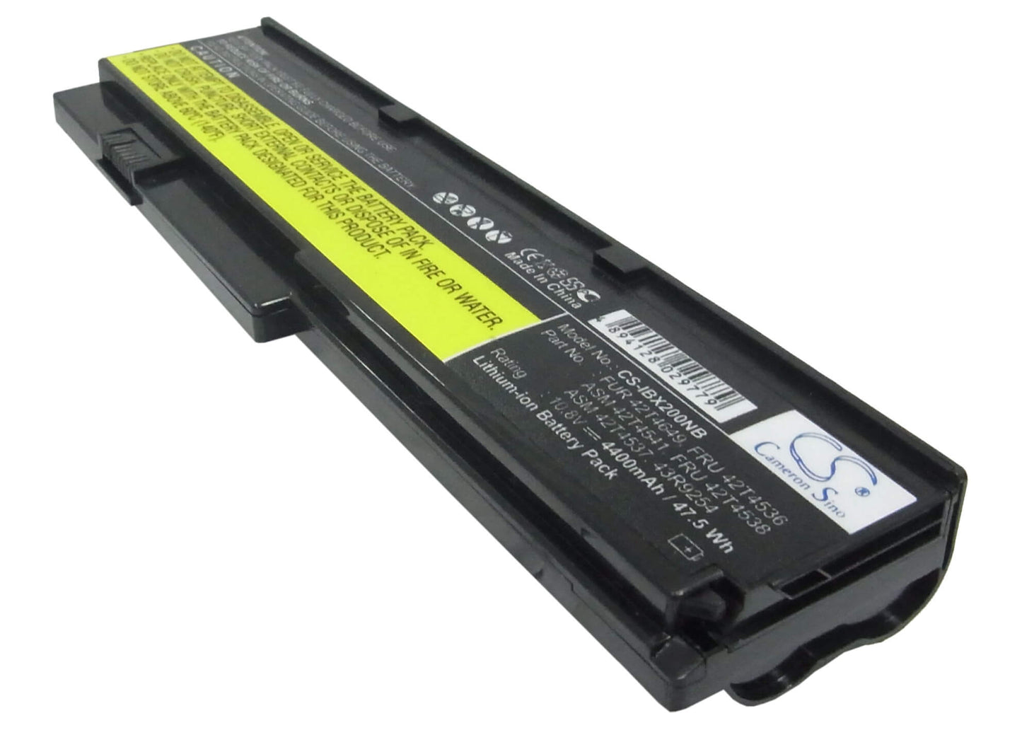 10.8V, 4400mAh, Li-ion Battery fits Ibm, Thinkpad Elite X200, Thinkpad Elite X200s, 47.52Wh