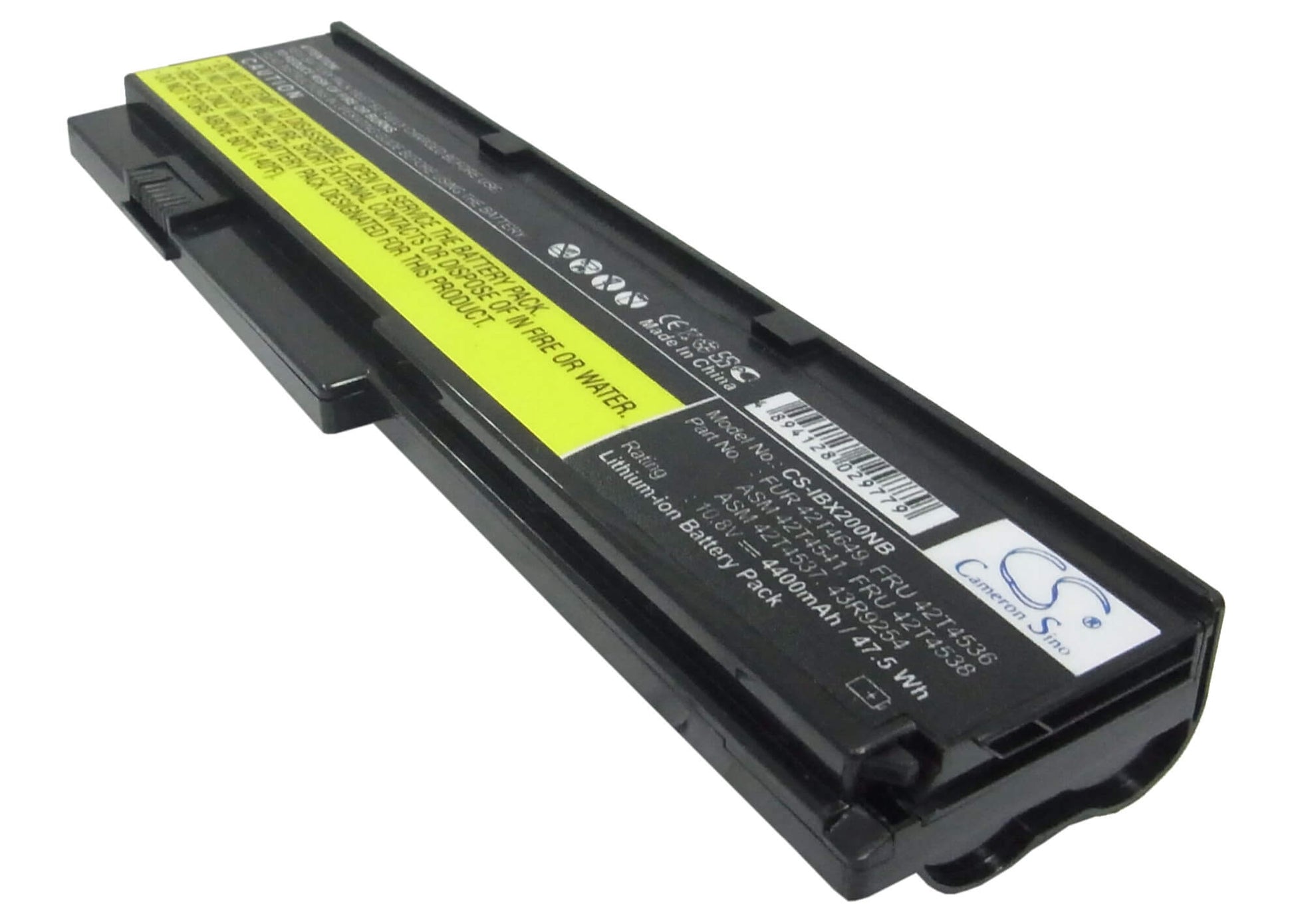 10.8V, 4400mAh, Li-ion Battery fits Lenovo, Thinkpad X201i, Thinkpad X201s, 47.52Wh