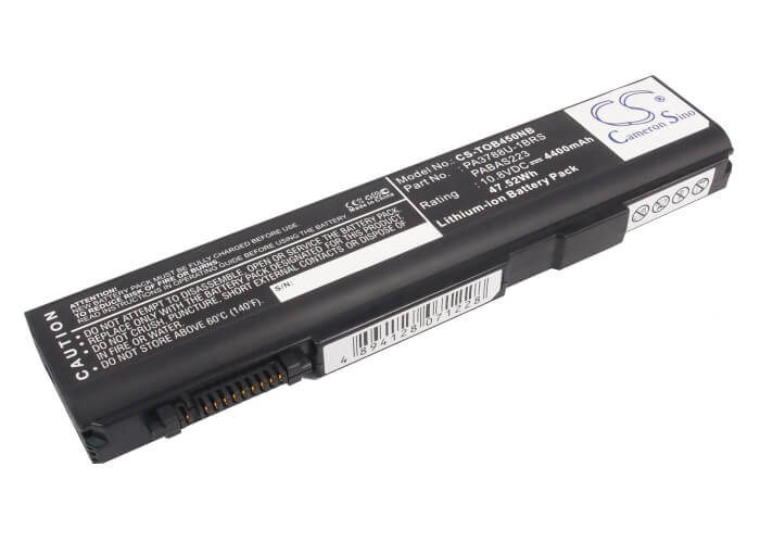 10.8V, 4400mAh, Li-ion Battery fits Toshiba, Dynabook Satellite B450/b, Dynabook Satellite B451, 47.52Wh