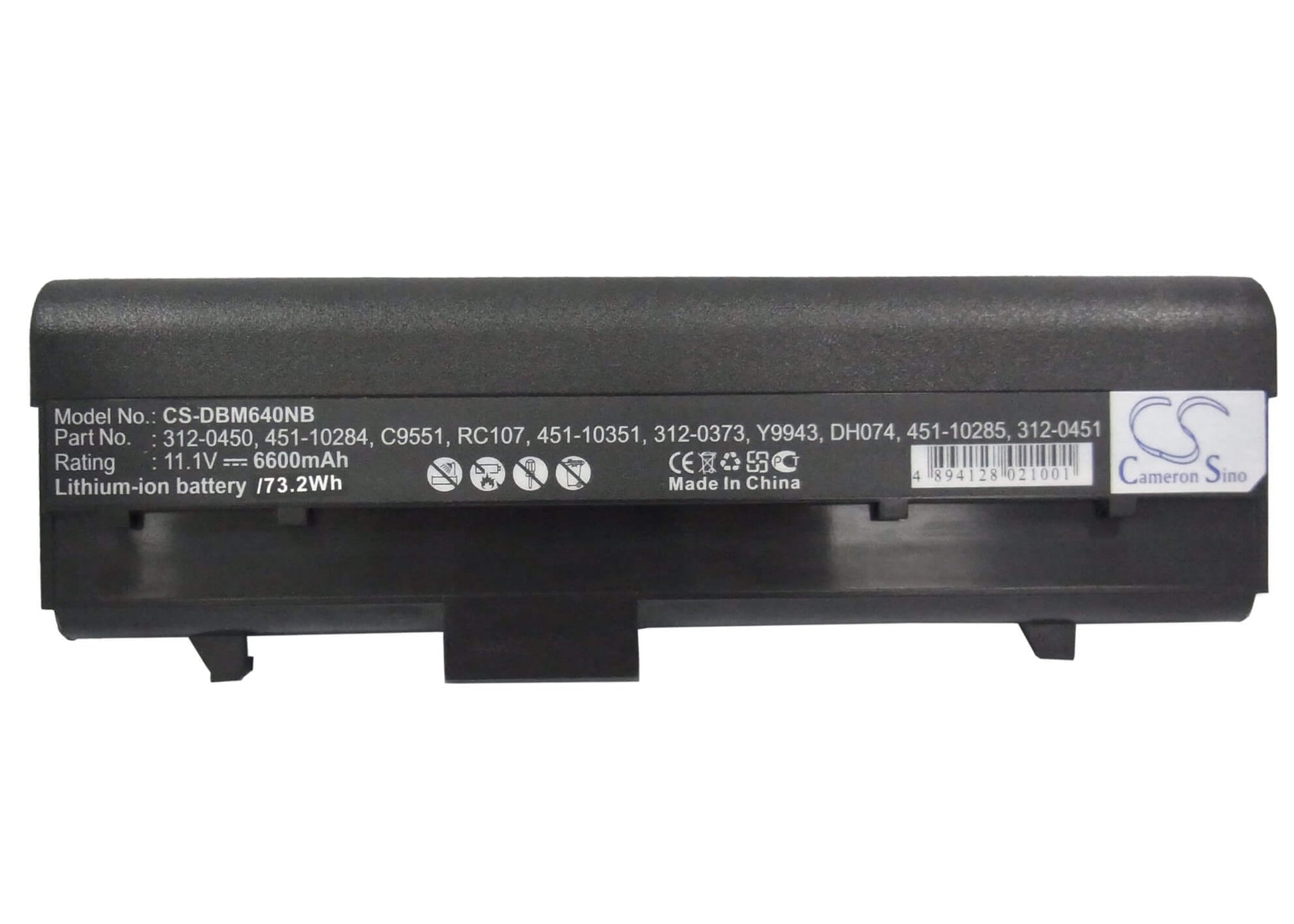 11.1V, 6600mAh, Li-ion Battery fits Dell, Inspiron 630m, Inspiron 640m, 73.26Wh