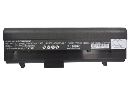 11.1V, 6600mAh, Li-ion Battery fits Dell, Inspiron 630m, Inspiron 640m, 73.26Wh