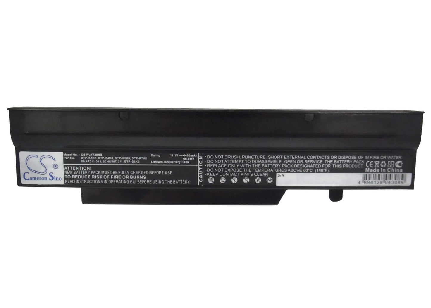 11.1V, 4400mAh, Li-ion Battery fits Fujitsu, Amilo Li1718, Amilo Li1720, 48.84Wh