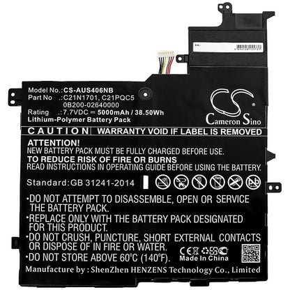 7.7V, 5000mAh, Li-Polymer Battery fits Asus, K406ua, K406ua-bm141t, 38.5Wh