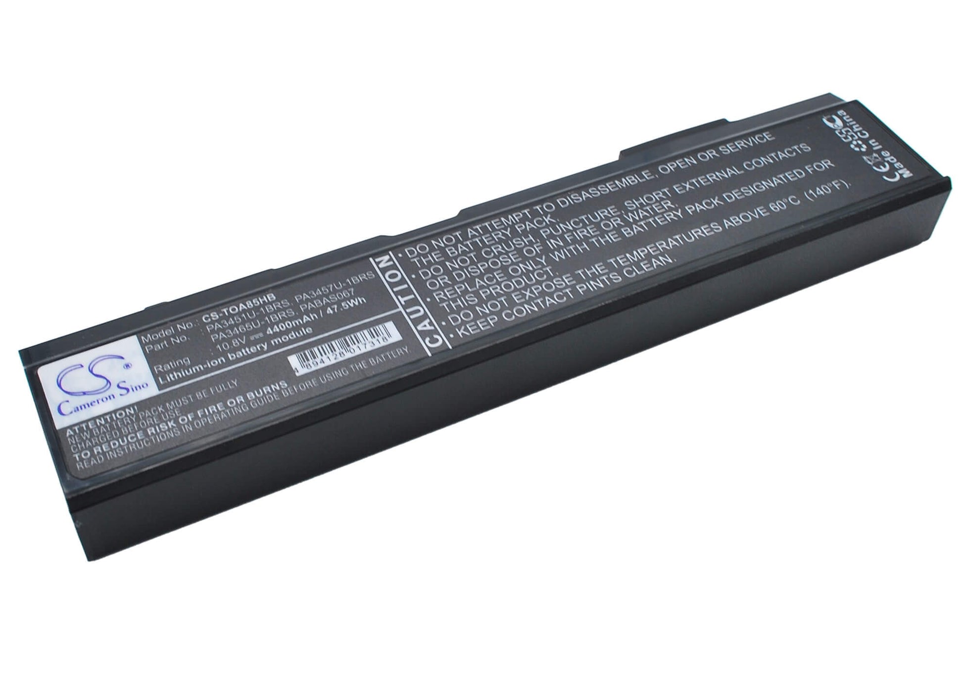 10.8V, 4400mAh, Li-ion Battery fits Toshiba, Dynabook Ax/ 55a, Dynabook Tw/ 750ls, 47.52Wh