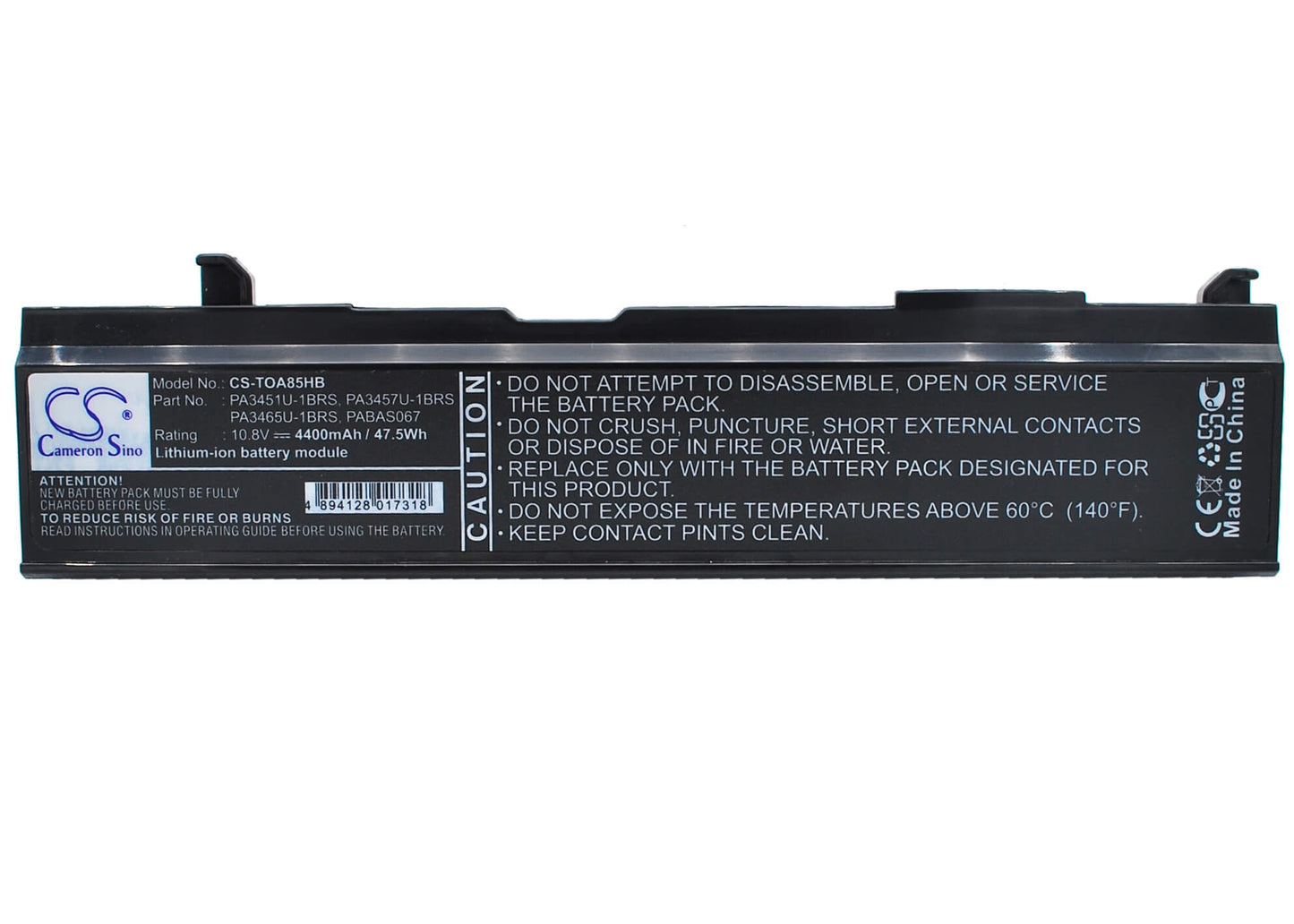 10.8V, 4400mAh, Li-ion Battery fits Toshiba, Dynabook Ax/ 55a, Dynabook Tw/ 750ls, 47.52Wh