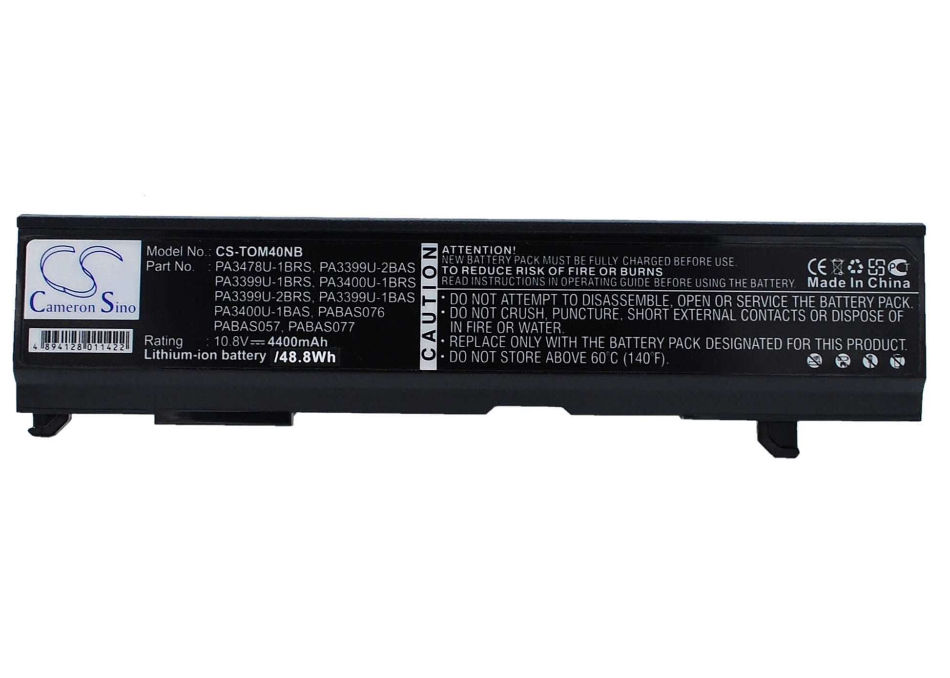 10.8V, 4400mAh, Li-ion Battery fits Toshiba, Dynabook Cx/ 955ls, Dynabook Cx/45a, 47.52Wh