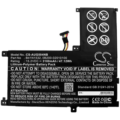 15.2V, 3100mAh, Li-Polymer Battery fits Asus, Q504u, Q504ua, 47.12Wh