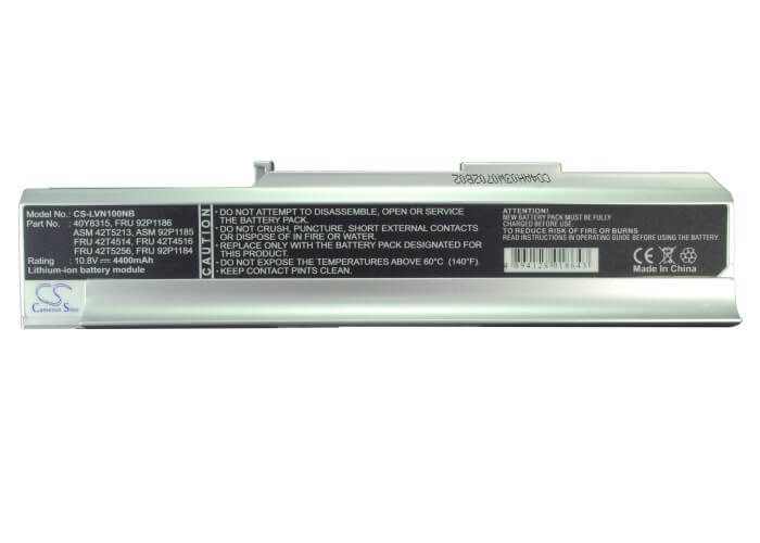 10.8V, 4400mAh, Li-ion Battery fits Lenovo, 3000 C200, 3000 C200 8922, 47.52Wh