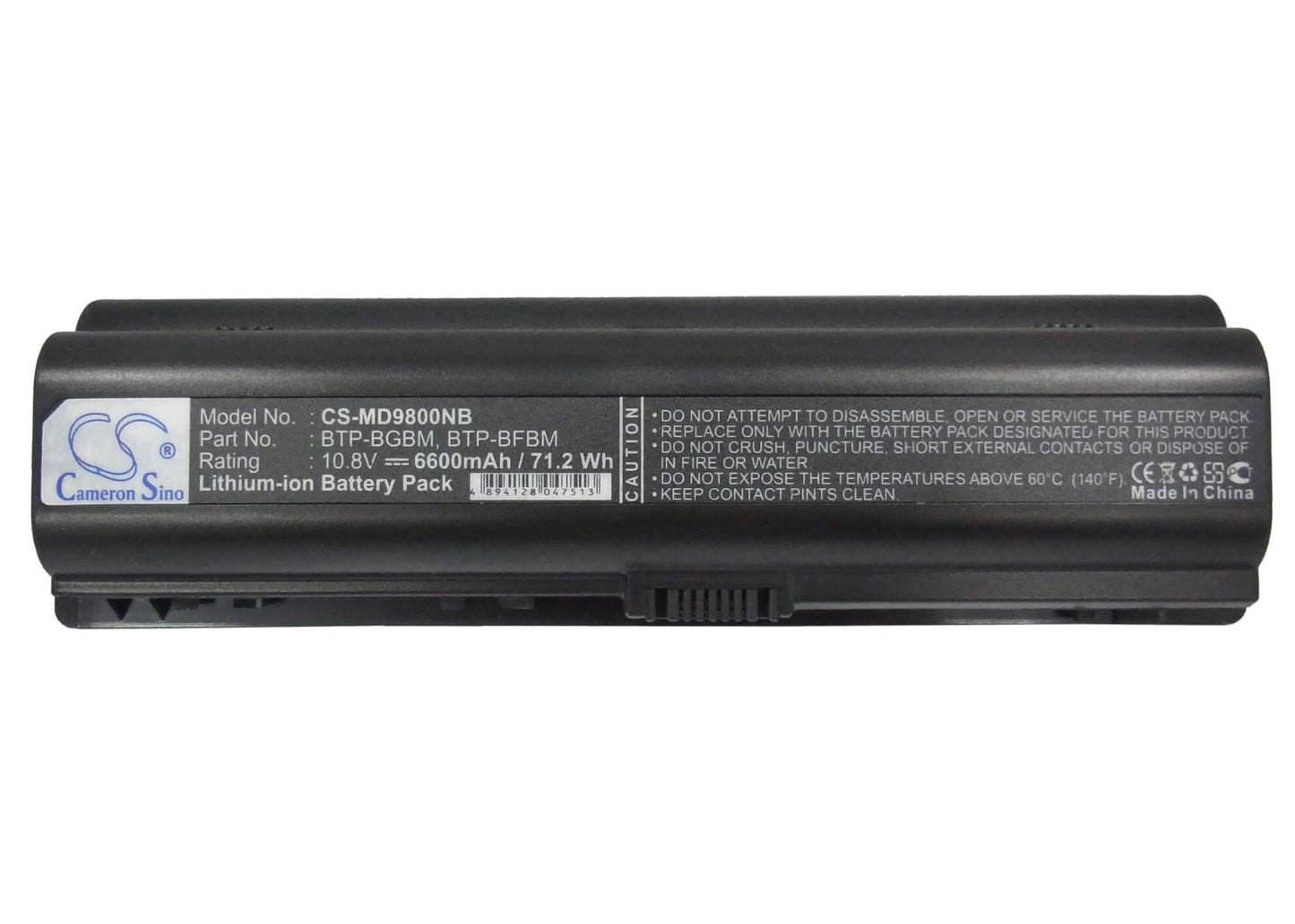 10.8V, 6600mAh, Li-ion Battery fits Medion, Md96442, Md96559, 71.28Wh