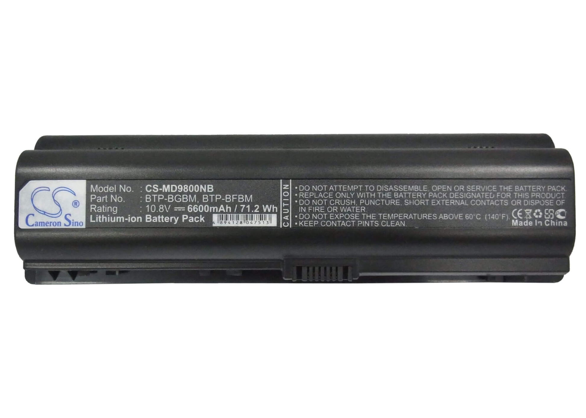 10.8V, 6600mAh, Li-ion Battery fits Medion, Md96442, Md96559, 71.28Wh