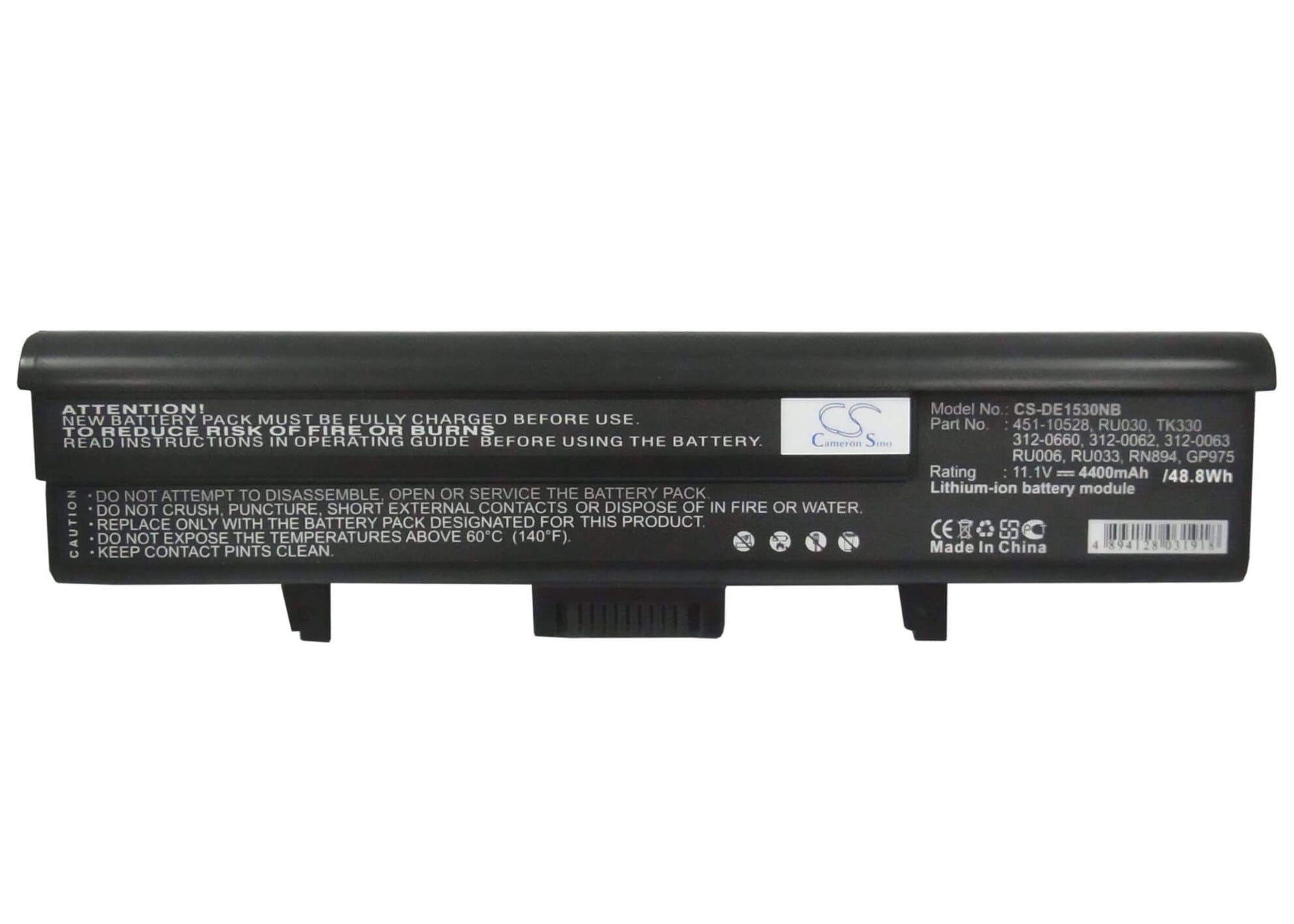11.1V, 4400mAh, Li-ion Battery fits Dell, Xps M1500, Xps M1530, 48.84Wh