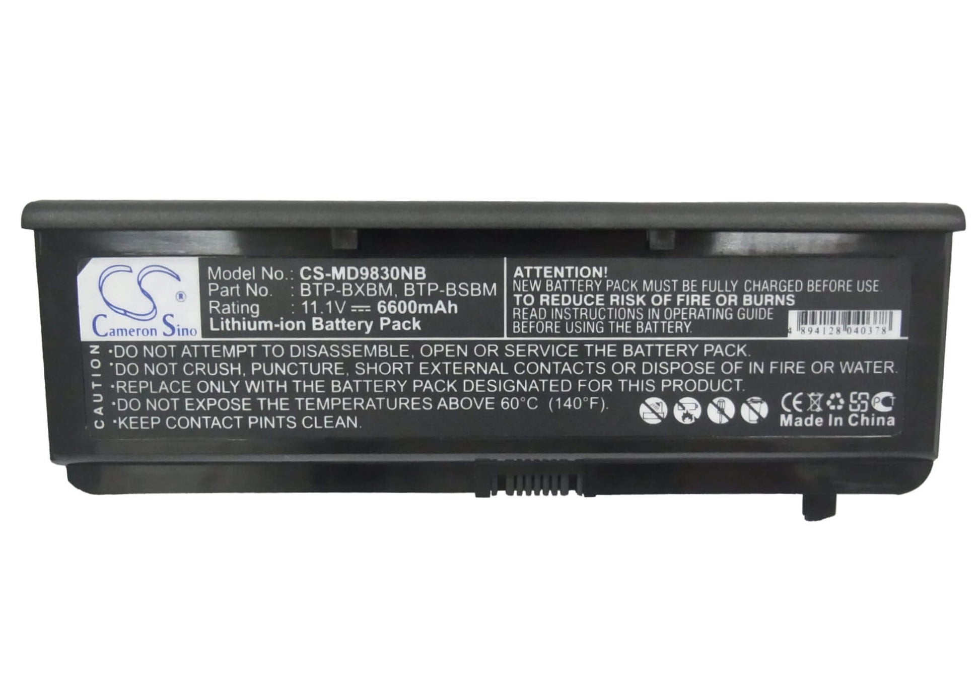 11.1V, 6600mAh, Li-ion Battery fits Medion, Md96290, Md98300, 73.26Wh