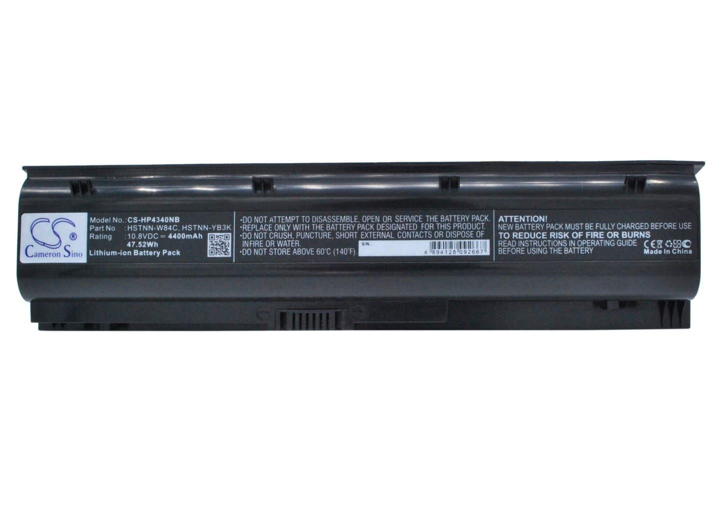 10.8V, 4400mAh, Li-ion Battery fits Hp, Probook 4340s, Probook 4341s, 47.52Wh