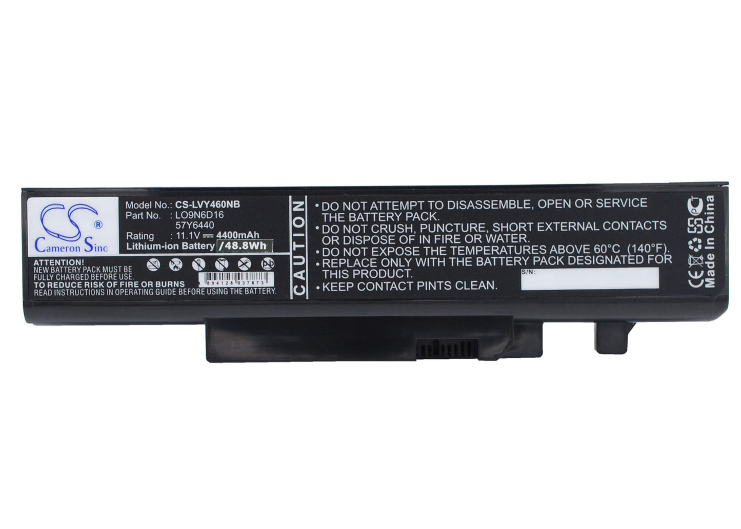 11.1V, 4400mAh, Li-Polymer Battery fits Lenovo, Ideapad Y460, Ideapad Y460 063334u, 48.84Wh