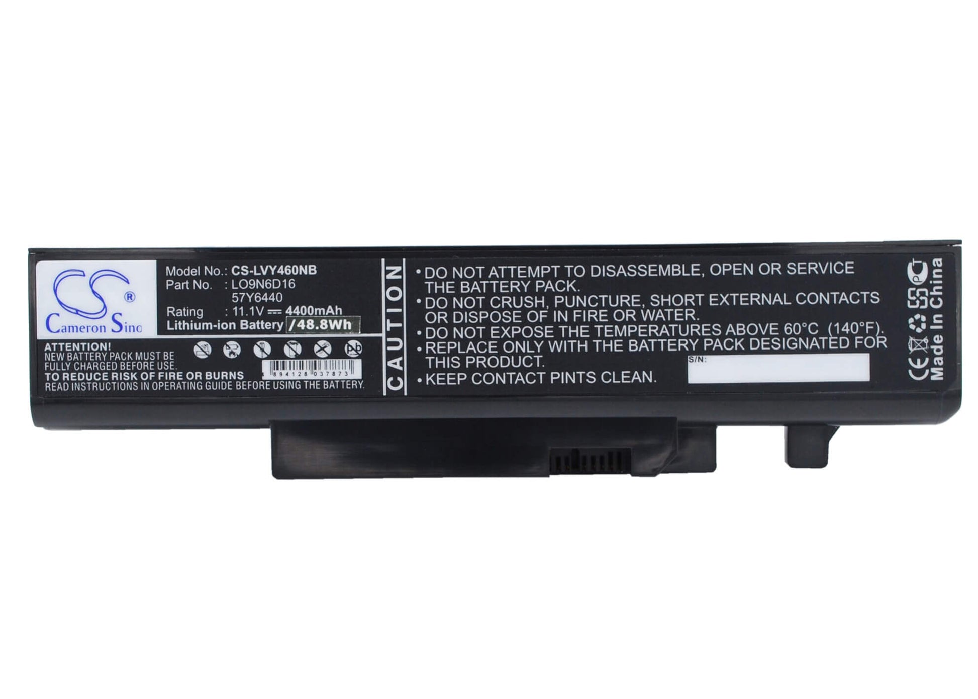 11.1V, 4400mAh, Li-Polymer Battery fits Lenovo, Ideapad Y460, Ideapad Y460 063334u, 48.84Wh