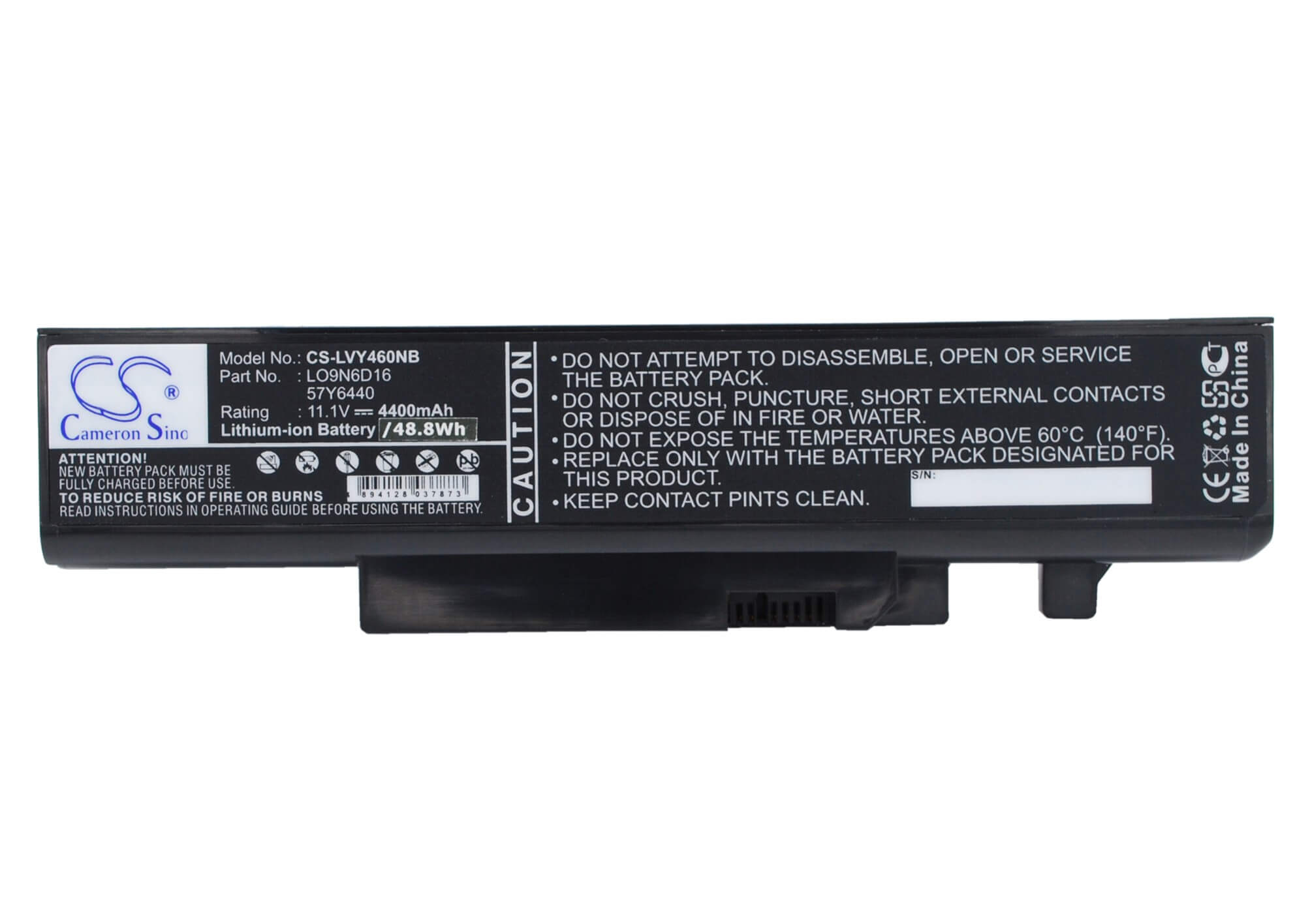 11.1V, 4400mAh, Li-Polymer Battery fits Lenovo, Ideapad Y460, Ideapad Y460 063334u, 48.84Wh