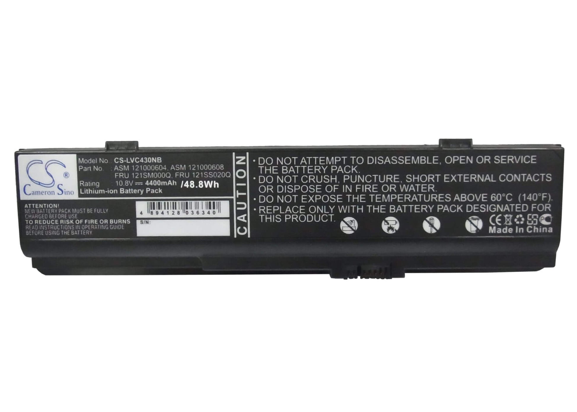 10.8V, 4400mAh, Li-ion Battery fits Lenovo, C430, C430a, 47.52Wh
