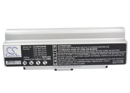 11.1V, 6600mAh, Li-ion Battery fits Sony, Vaio Vgn-c140g/b, Vaio Vgn-c150p/b, 73.26Wh