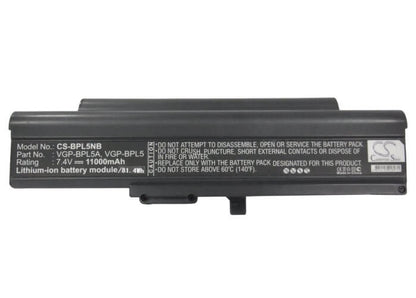7.4V, 11000mAh, Li-ion Battery fits Sony, Vaio Vgn-tx15c/w, Vaio Vgn-tx16c, 81.4Wh