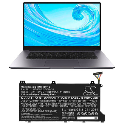 11.46V, 3600mAh, Li-Polymer Battery fits Huawei, Hly-19r, Kpl-woob, 41.256Wh