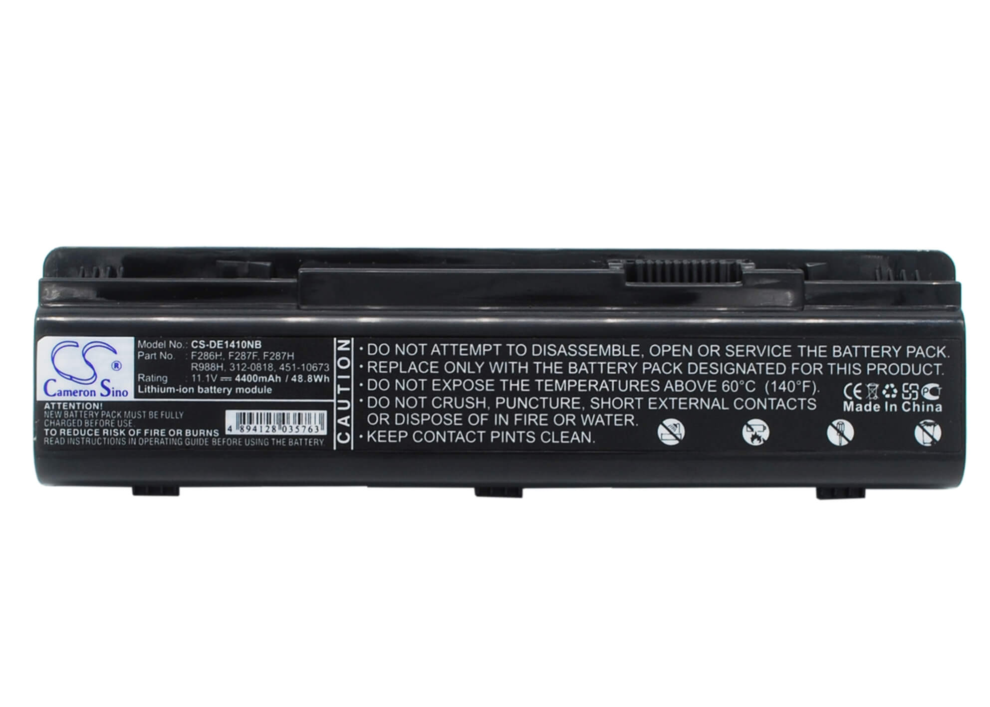 11.1V, 4400mAh, Li-ion Battery fits Dell, Inspiron 1410, Vostro 1014, 48.84Wh