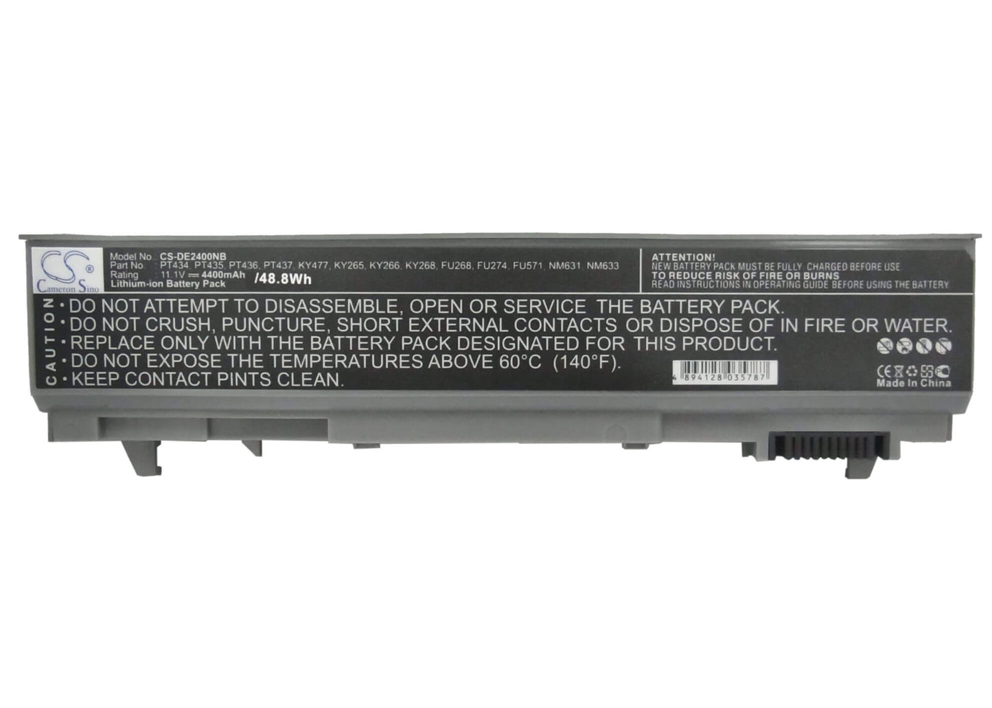11.1V, 4400mAh, Li-ion Battery fits Dell, Latitude 6400 Atg, Latitude E6400, 48.84Wh