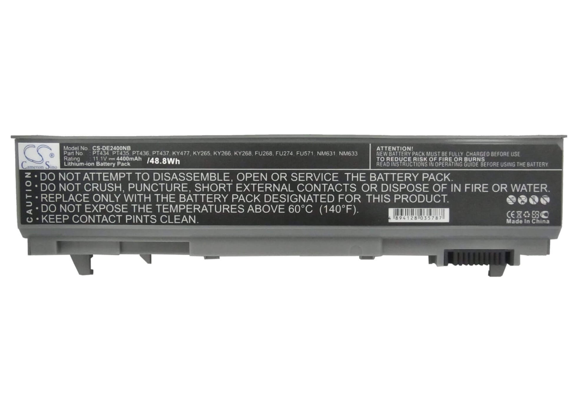 11.1V, 4400mAh, Li-ion Battery fits Dell, Latitude 6400 Atg, Latitude E6400, 48.84Wh