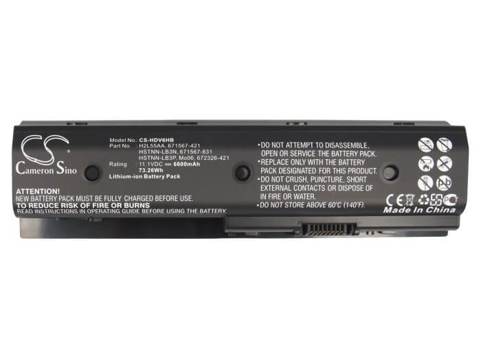 11.1V, 6600mAh, Li-ion Battery fits Hp, Envy Dv4, Envy Dv4-5200, 73.26Wh