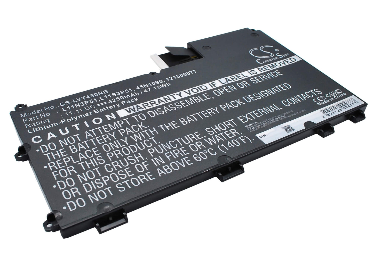 11.1V, 4250mAh, Li-Polymer Battery fits Lenovo, 33511f9, 33511g0, 47.175Wh