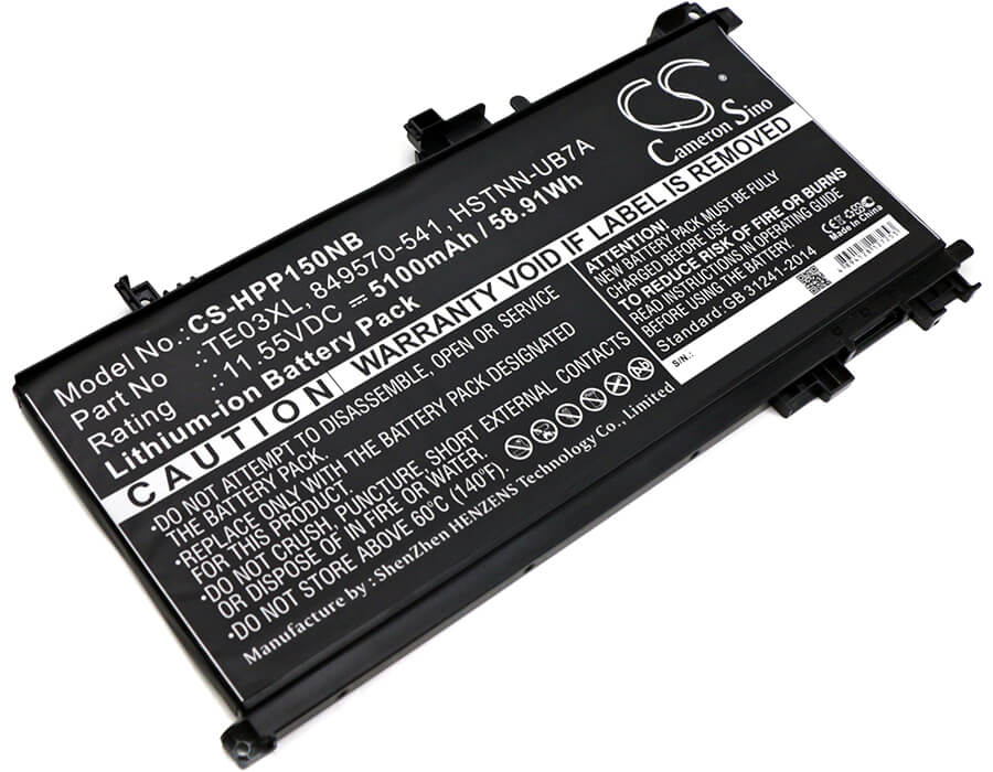 11.55V, 5100mAh, Li-ion Battery fits Hp, 15-ax000nf, 15-ax000nl, 58.905Wh