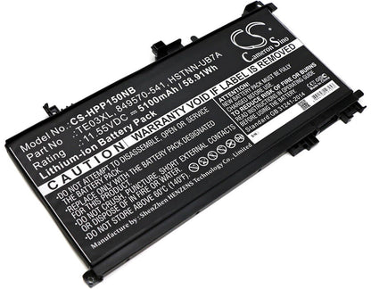 11.55V, 5100mAh, Li-ion Battery fits Hp, 15-ax000nf, 15-ax000nl, 58.905Wh