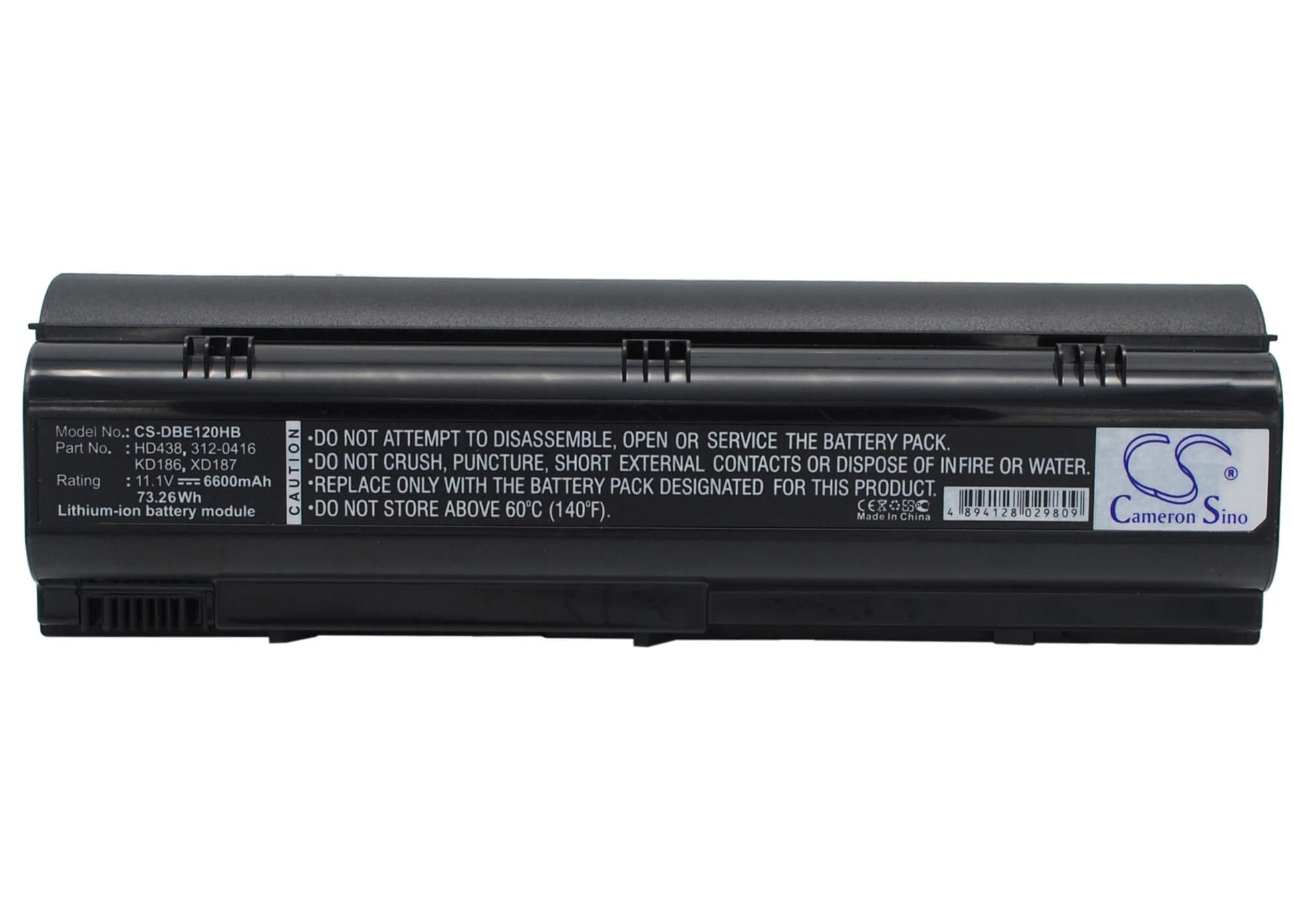 11.1V, 6600mAh, Li-ion Battery fits Dell, Inspiron 1300, Inspiron B120, 73.26Wh