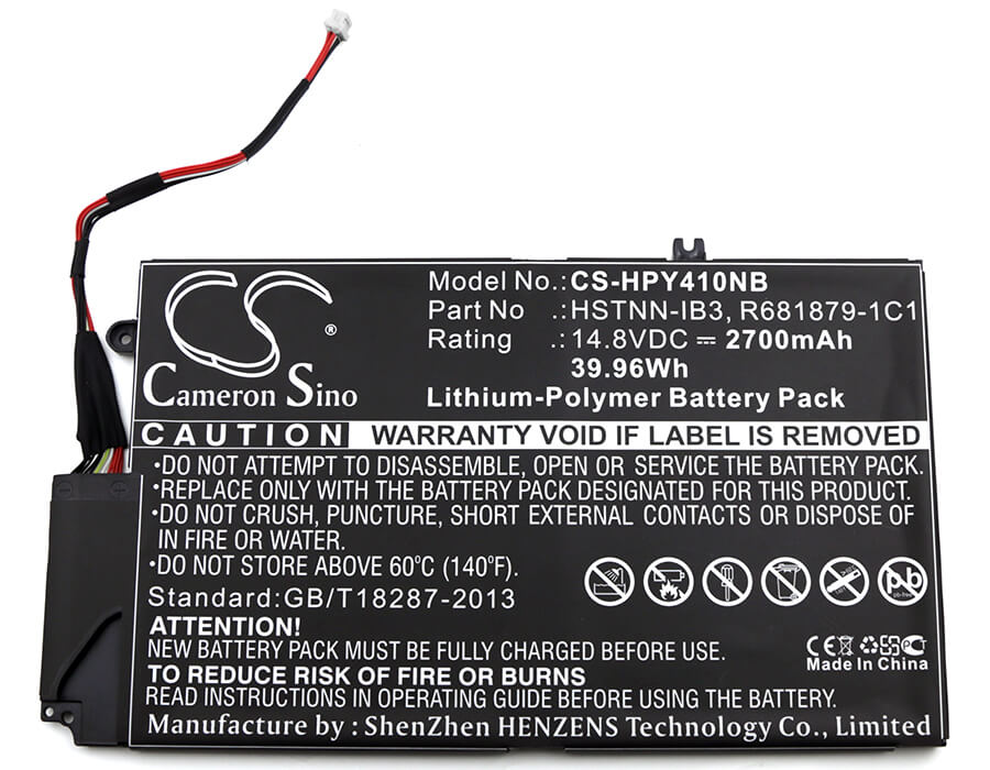 14.8V, 2700mAh, Li-Polymer Battery fits Hp, El04xl, Envpr4 I5-3317u, 39.96Wh