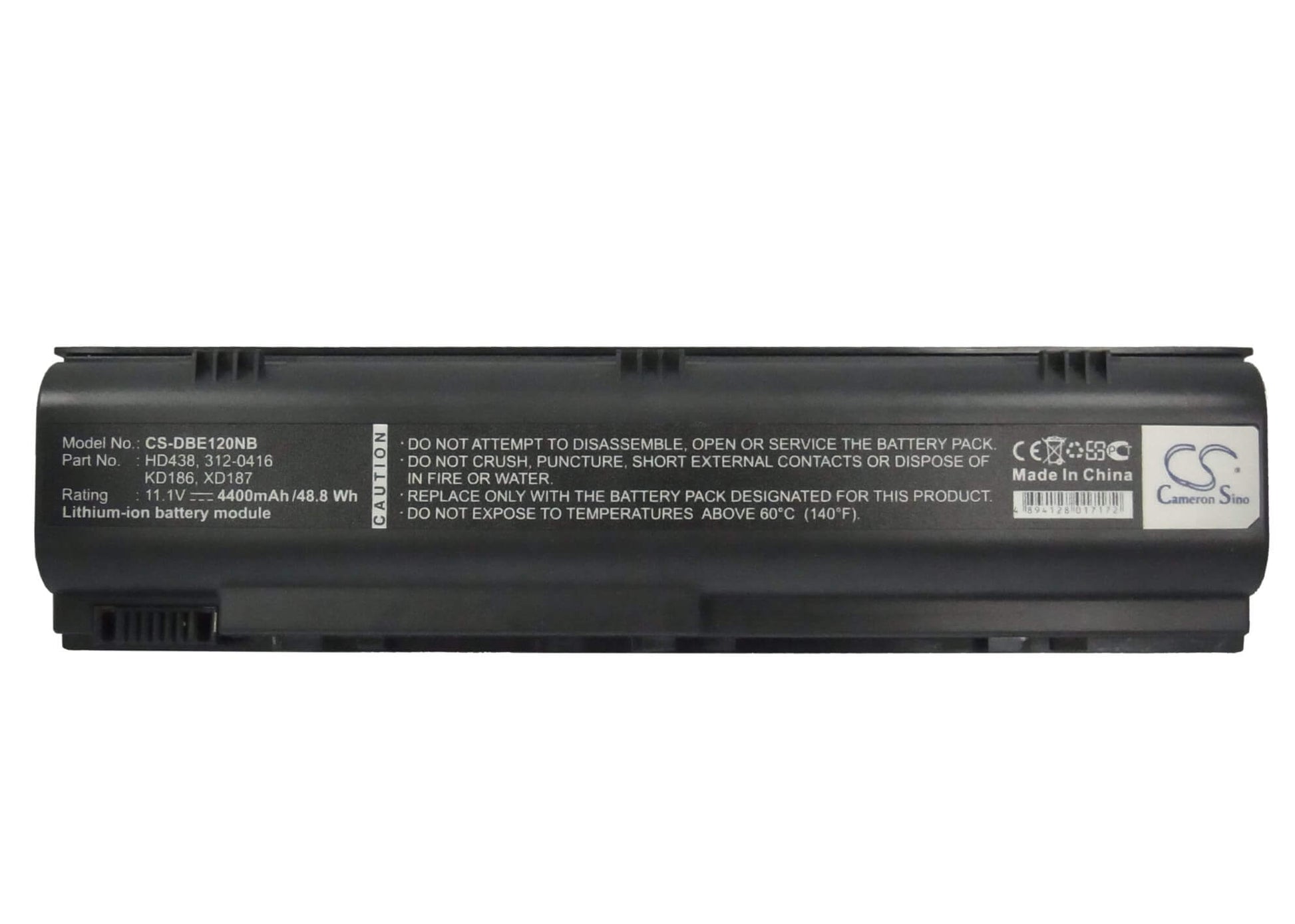 11.1V, 4400mAh, Li-ion Battery fits Dell, Inspiron 1300, Inspiron B120, 48.84Wh