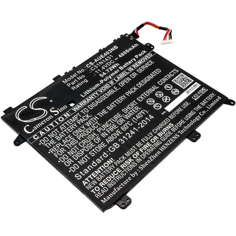 11.4V, 4800mAh, Li-Polymer Battery fits Asus, E403na-fa003t, E403na-fa007t, 54.72Wh