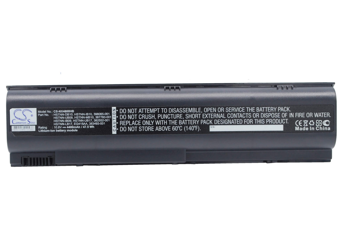 10.8V, 4400mAh, Li-ion Battery fits Compaq, Business Notebook Nx4800, Business Notebook Nx7100, 47.52Wh