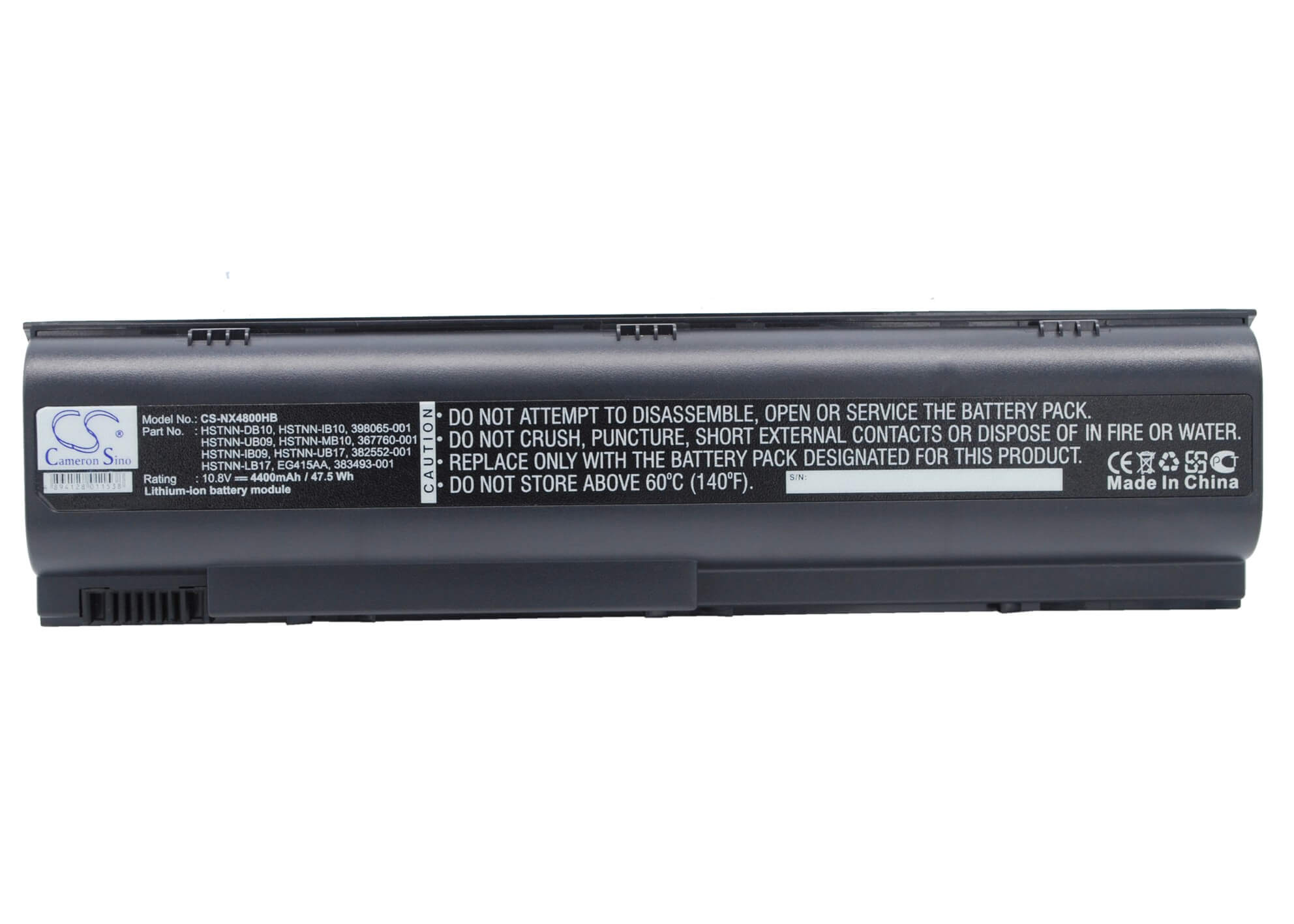 10.8V, 4400mAh, Li-ion Battery fits Hp, Business Notebook Nx4800, Business Notebook Nx7100, 47.52Wh