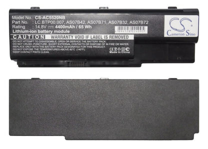14.8V, 4400mAh, Li-ion Battery fits Acer, Aspire 5220g, Aspire 5310, 65.12Wh