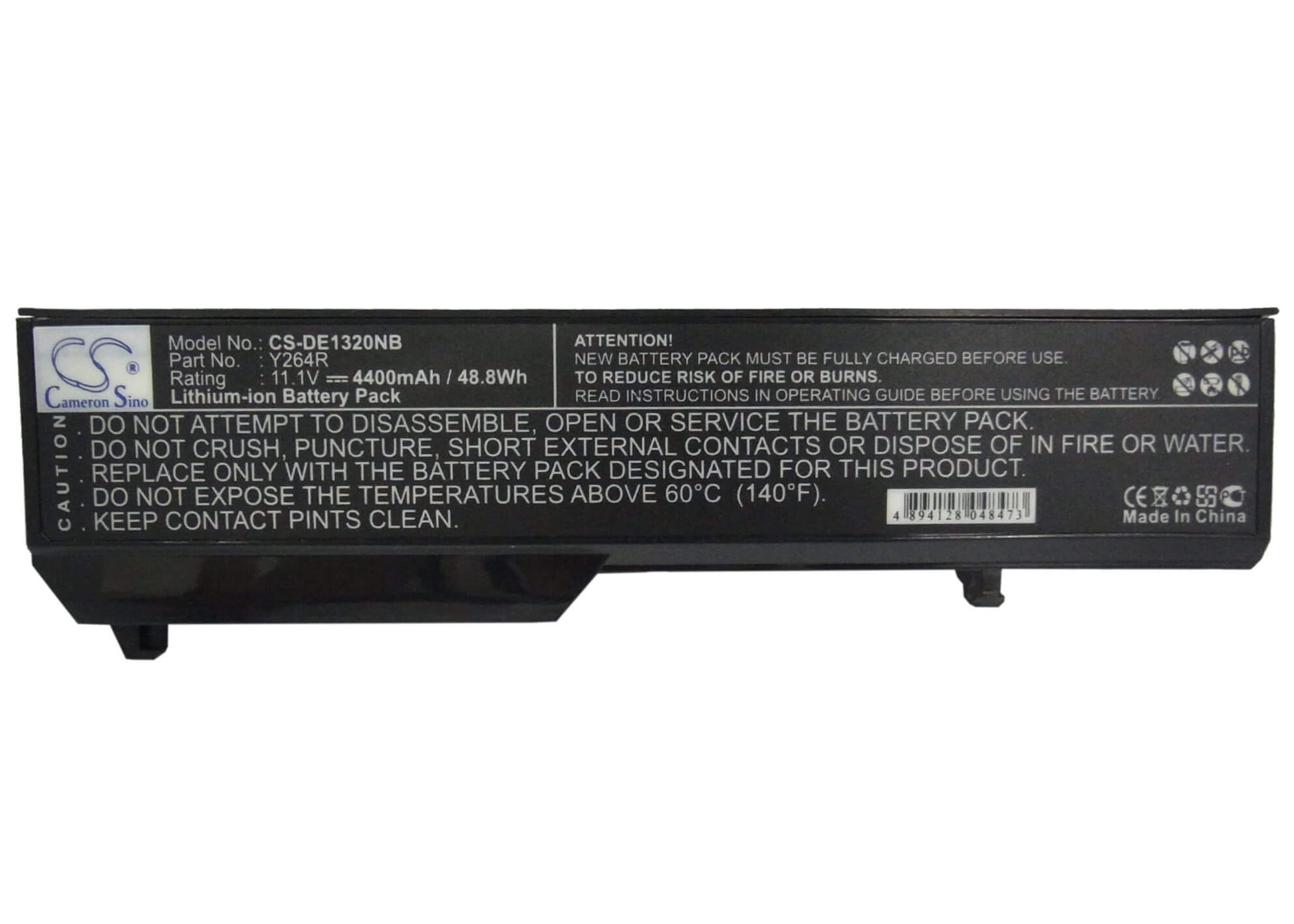 11.1V, 4400mAh, Li-ion Battery fits Dell, Inspiron 1320, Inspiron 1320n, 48.84Wh