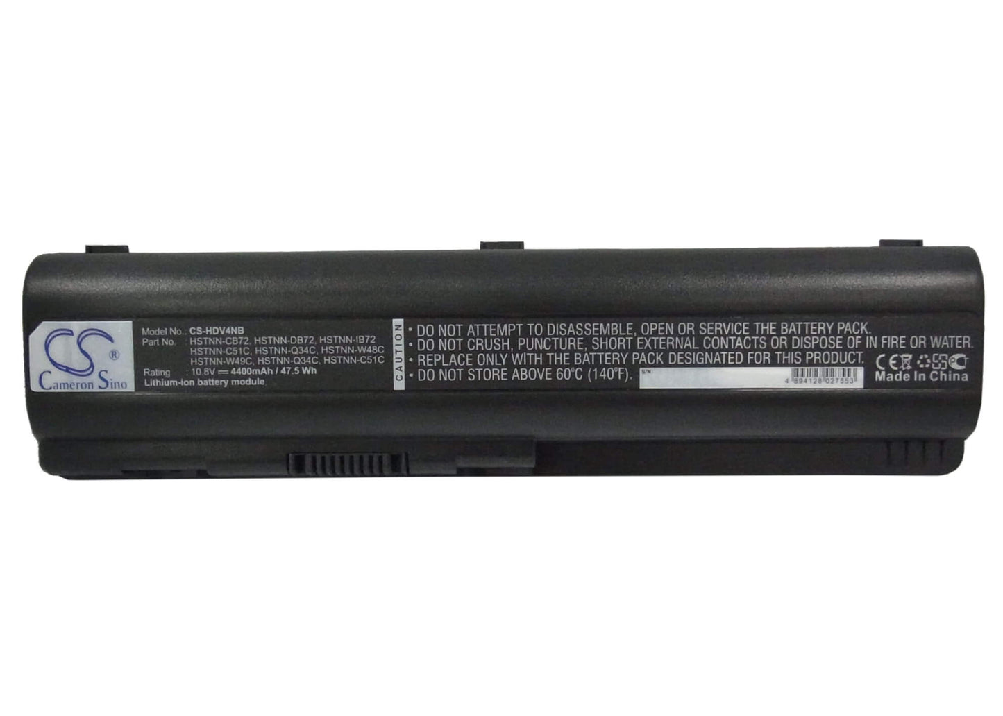10.8V, 4400mAh, Li-ion Battery fits Hp, Dv5-1017tx, Dv5-1018tx, 47.52Wh
