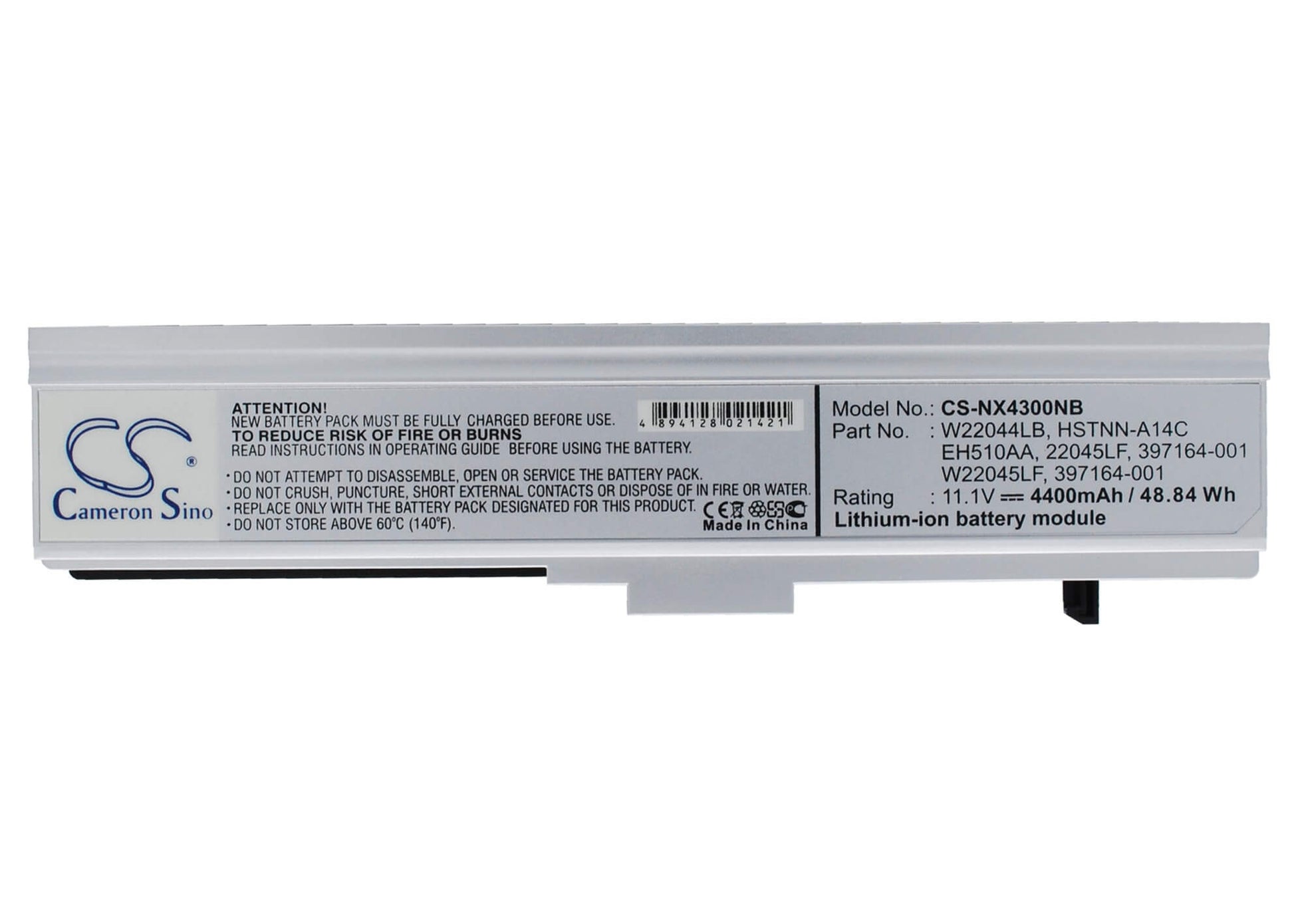 11.1V, 4400mAh, Li-ion Battery fits Hp, Business Notebook Nx4300, 48.84Wh