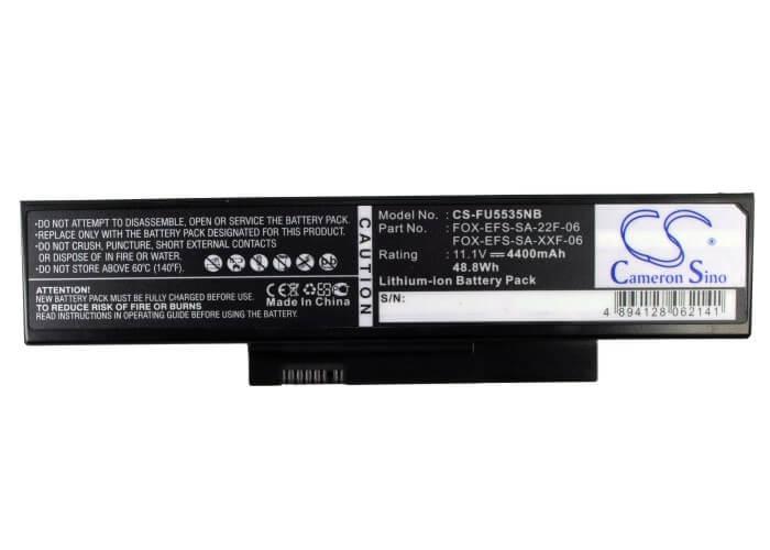 11.1V, 4400mAh, Li-ion Battery fits Fujitsu, Esprimo Mobile V5505, Esprimo Mobile V5535, 48.84Wh