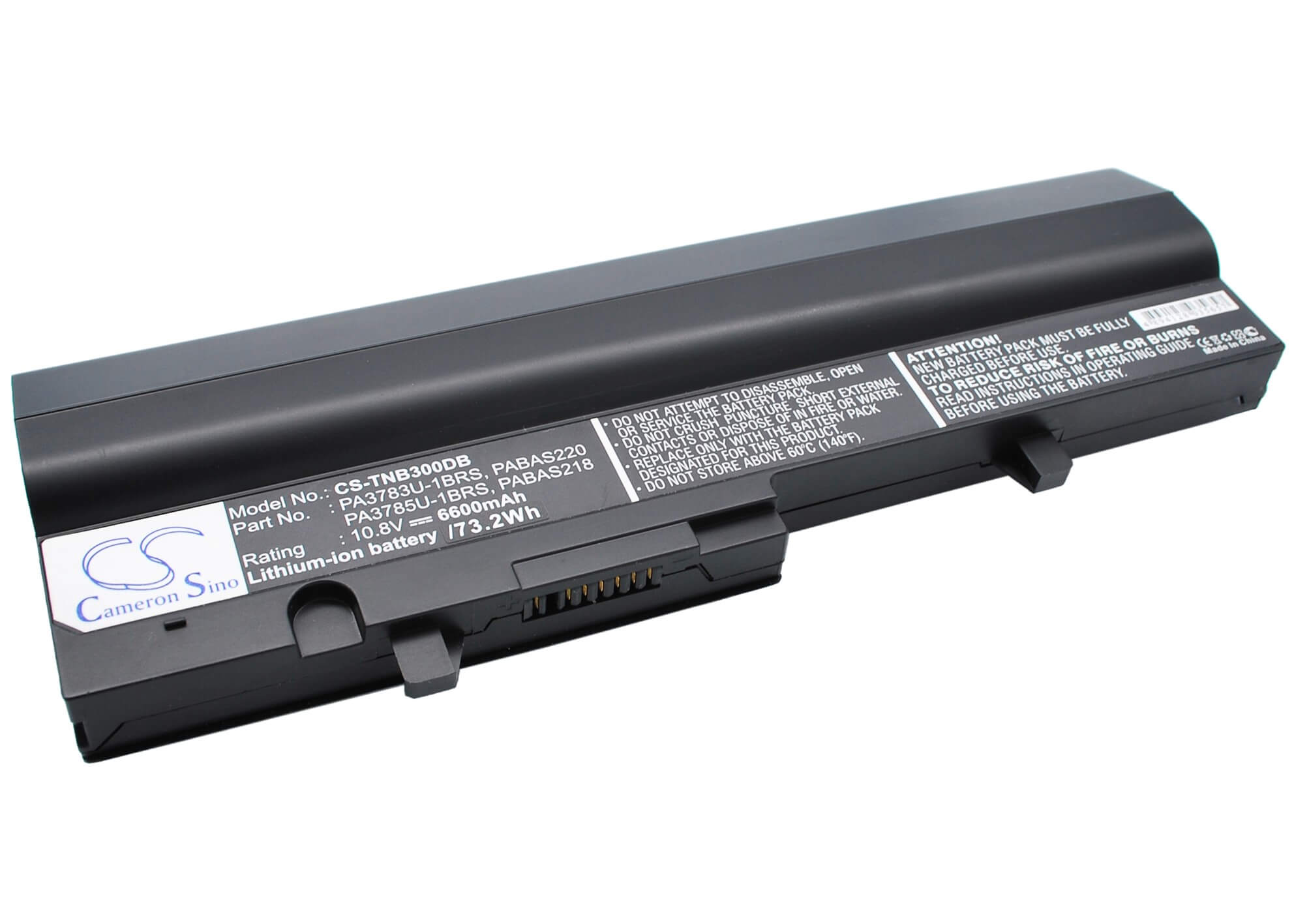 10.8V, 6600mAh, Li-ion Battery fits Toshiba, Satellite N302, Satellite Nb300, 71.28Wh